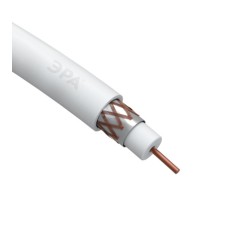 Кабель коаксиальный RG-6U, 75 Ом, Cu/(оплётка Cu 64%), PVC, цвет белый ЭРА Б0044603
