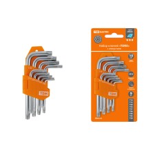 Набор ключей “TORX” с отверстием 9 шт: Т10-Т50 (держатель в блистере), CR-V сталь “Алмаз” TDM