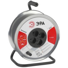 Катушка металлическая для удлинителя с заземлением на 4 гнезда K-M-4 IP20 до 10А 2200Вт ЭРА Б0033024