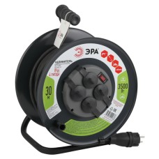 Удлинитель силовой RMx-4es-3x2.5-30m-IP44(KG) на металлической катушке c заземлением 4 розетки 30м КГ 3х2.5мм2 ЭРА Б0043058