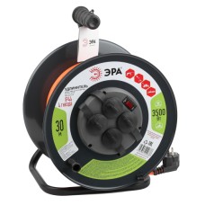 Удлинитель силовой RMx-4es-3x1.5-30m-IP44 на металлической катушке c заземлением 4 розетки 30м ПВС 3х1.5мм2 ЭРА Б0046850